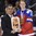 POPRAD, SLOVAKIA - APRIL 23: Tournament chairman Frank Gonzalez presents Russia's Alexei Lipanov #10 with the third place trophy after a 3-0 win over Sweden in the bronze medal game at the 2017 IIHF Ice Hockey U18 World Championship. (Photo by Andrea Cardin/HHOF-IIHF Images)